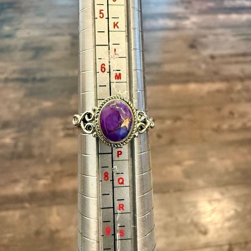 Southwestern Purple Mojave Turquoise Dainty Ring Sterling Silver New
